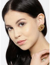 YouBella Red Gold-Plated Textured Circular Oversized Studs